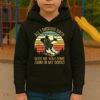 Cowboy Boots Hat Sand In My Boots Southern Western Kids Hoodie thumb 3