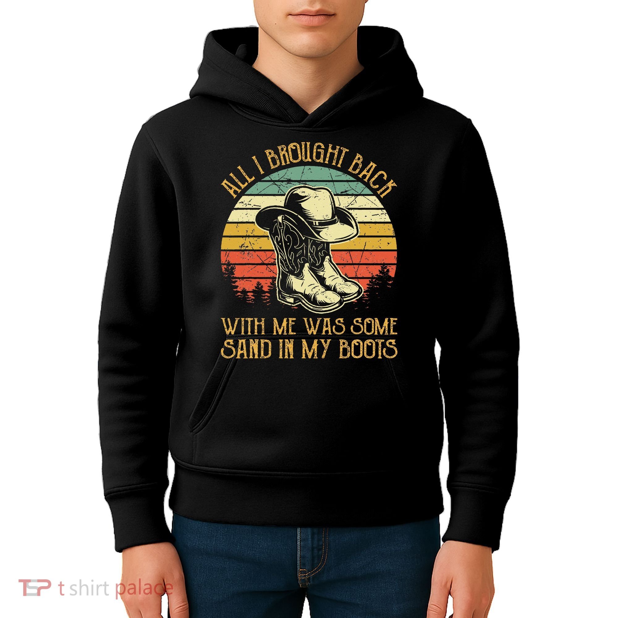 Cowboy Boots Hat Sand In My Boots Southern Western Kids Hoodie