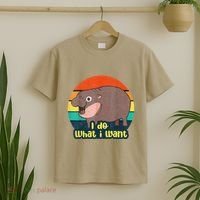 Cute Baby Hippo Moo Deng I Do What I Want Vintage Matching T-Shirt thumb 2