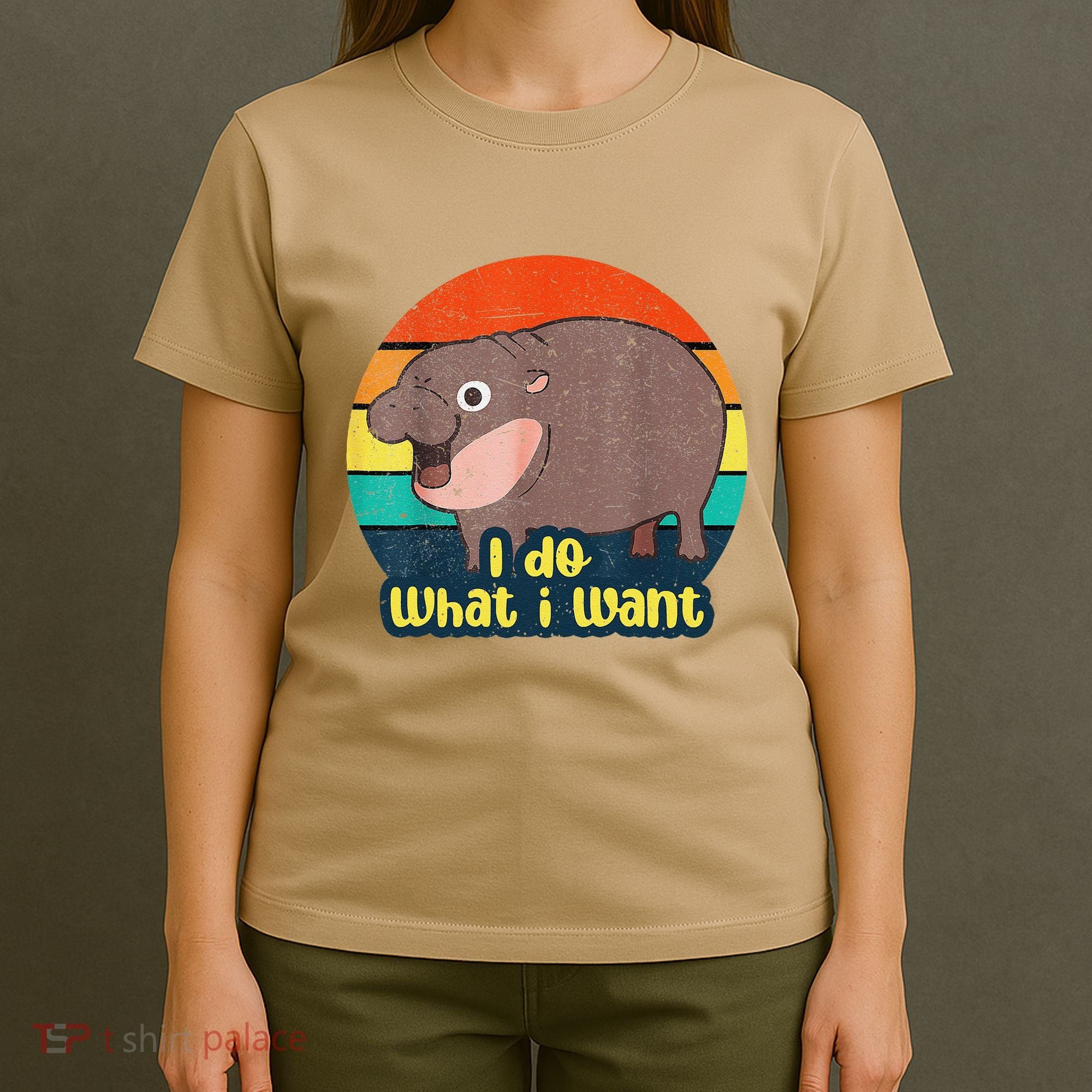 Cute Baby Hippo Moo Deng I Do What I Want Vintage Matching T-Shirt