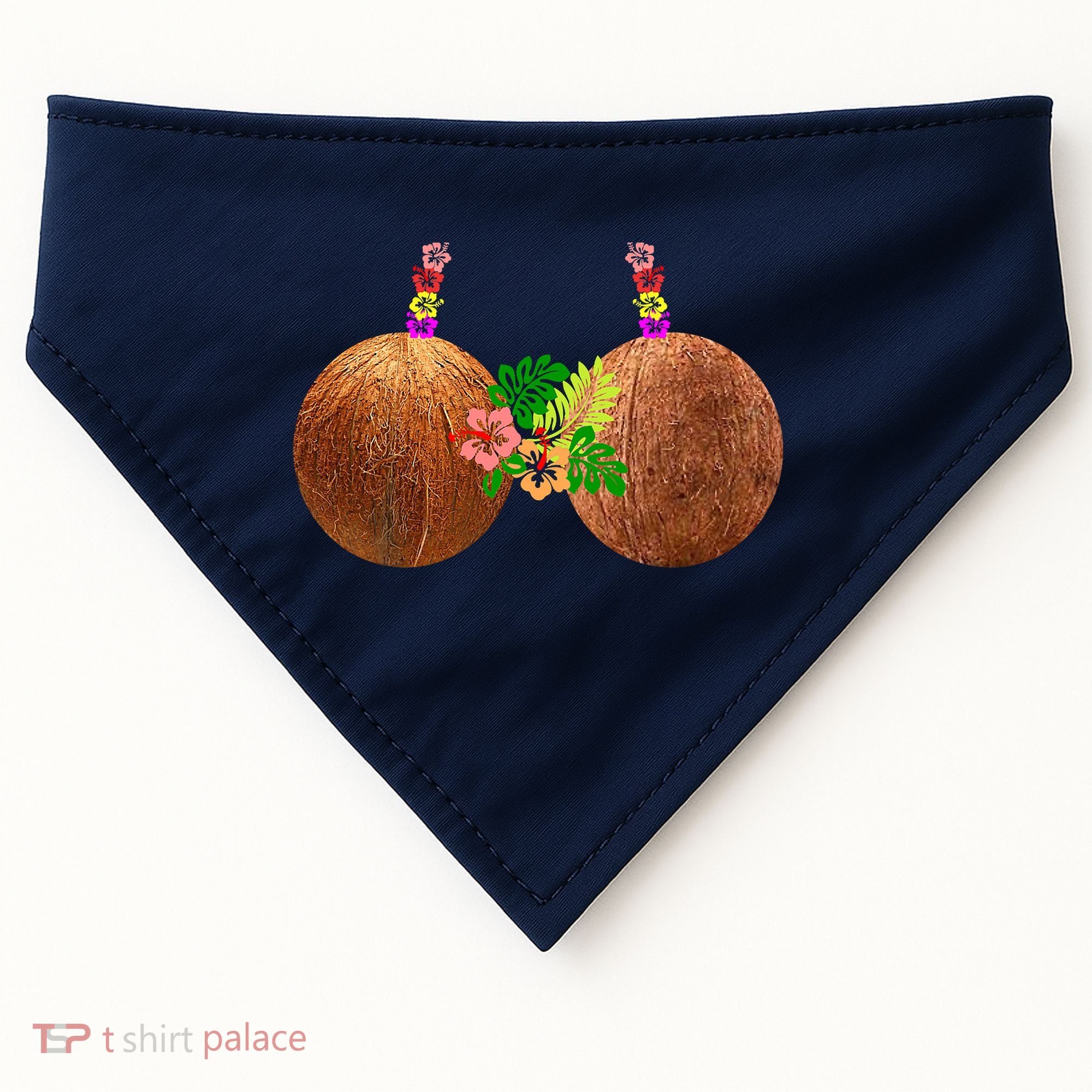 Coconut Bra Hawaii Luau Costume Funny USA-Made Doggie Bandana