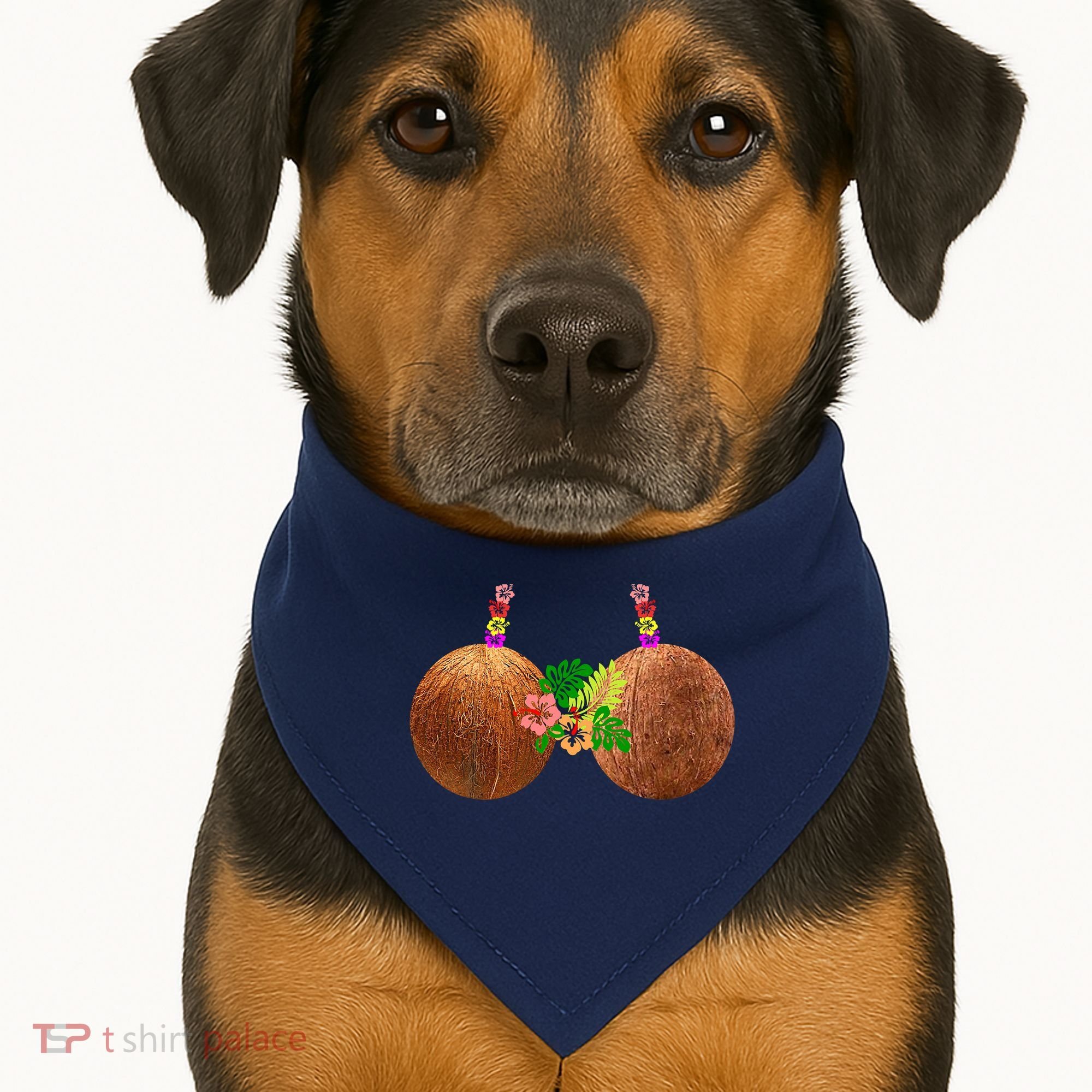 Coconut Bra Hawaii Luau Costume Funny USA-Made Doggie Bandana