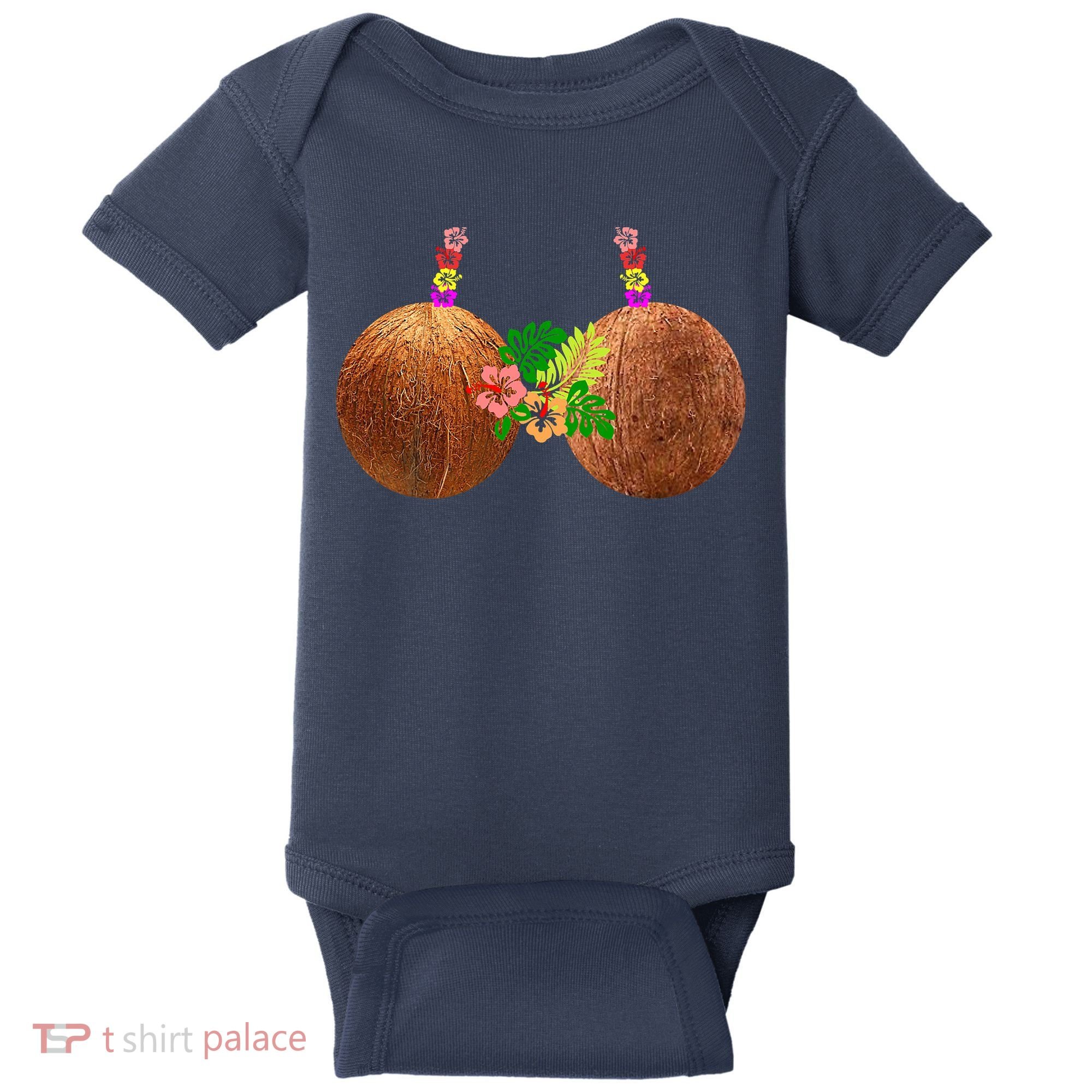 Coconut Bra Hawaii Luau Costume Funny Baby Bodysuit