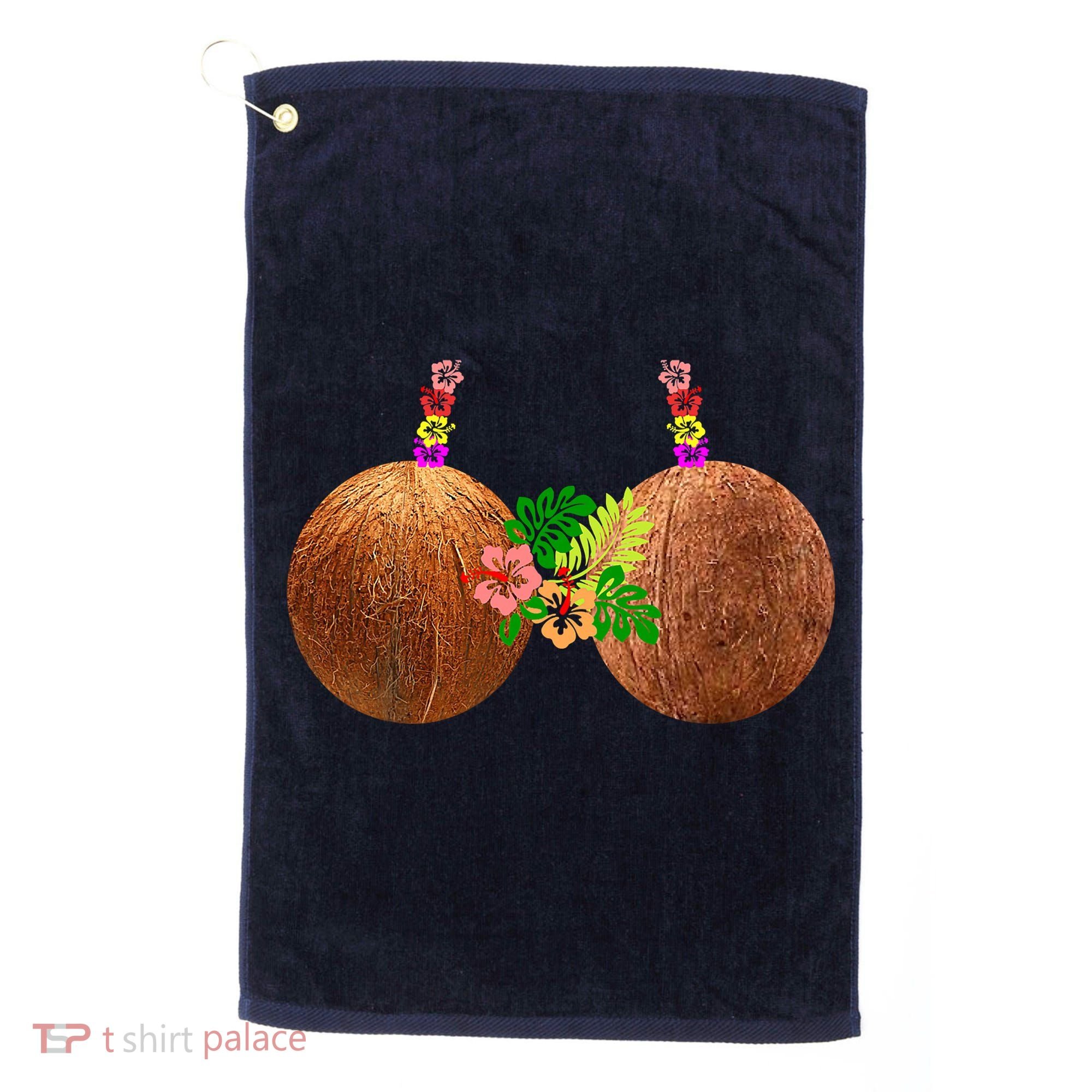 Coconut Bra Hawaii Luau Costume Funny Golf Towel