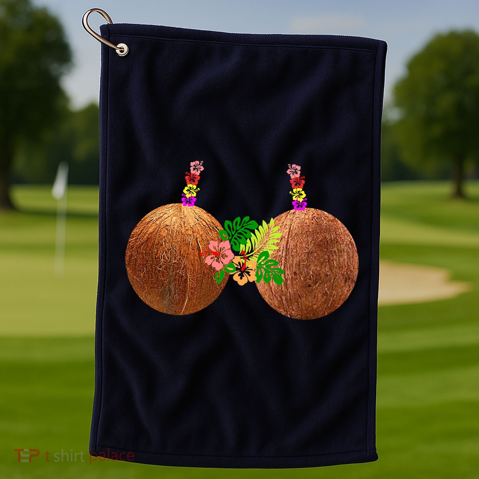 Coconut Bra Hawaii Luau Costume Funny Golf Towel