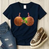 Coconut Bra Hawaii Luau Costume Funny Women's T-Shirt thumb 3
