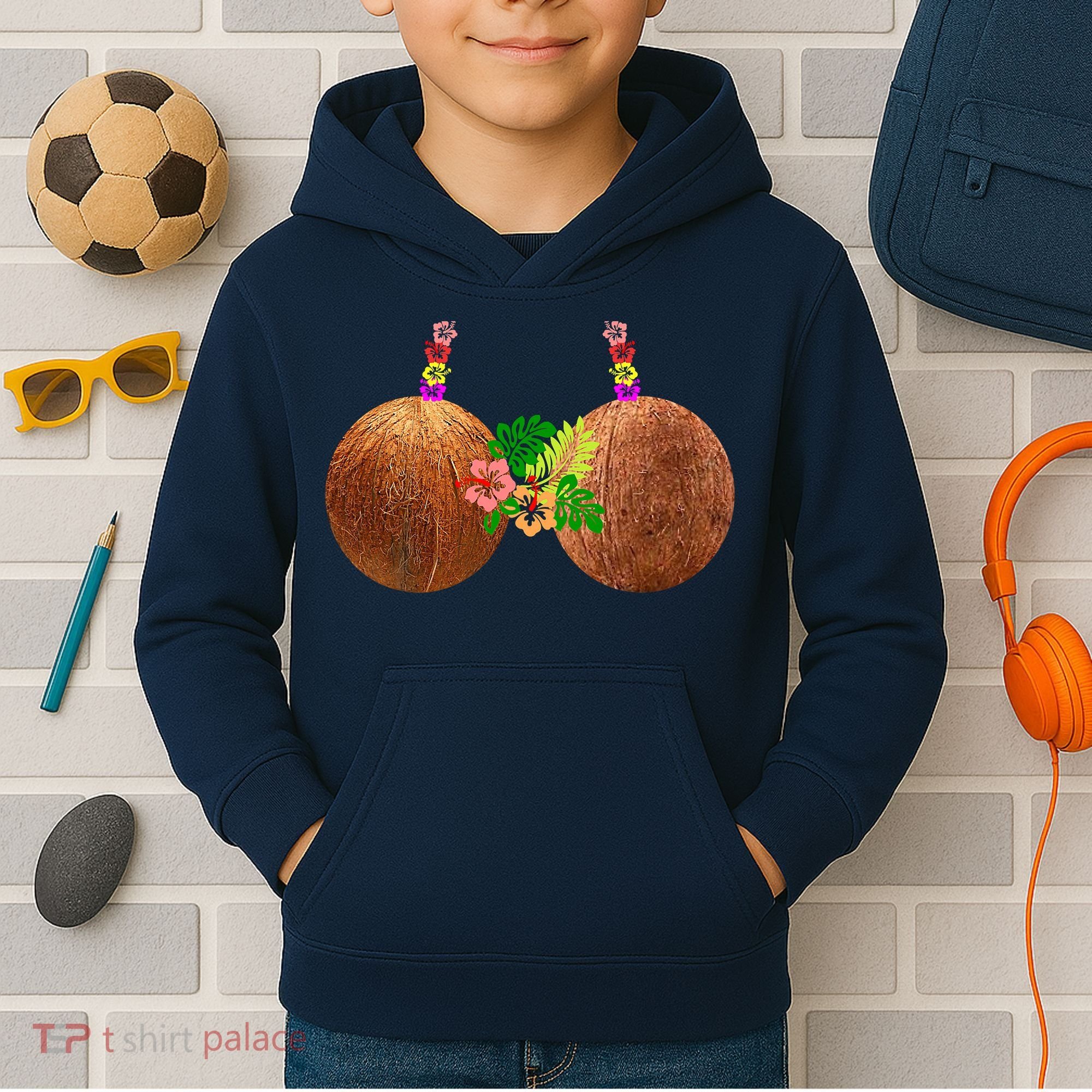 Coconut Bra Hawaii Luau Costume Funny Kids Hoodie