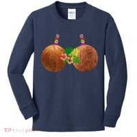 Coconut Bra Hawaii Luau Costume Funny Kids Long Sleeve Shirt thumb 0