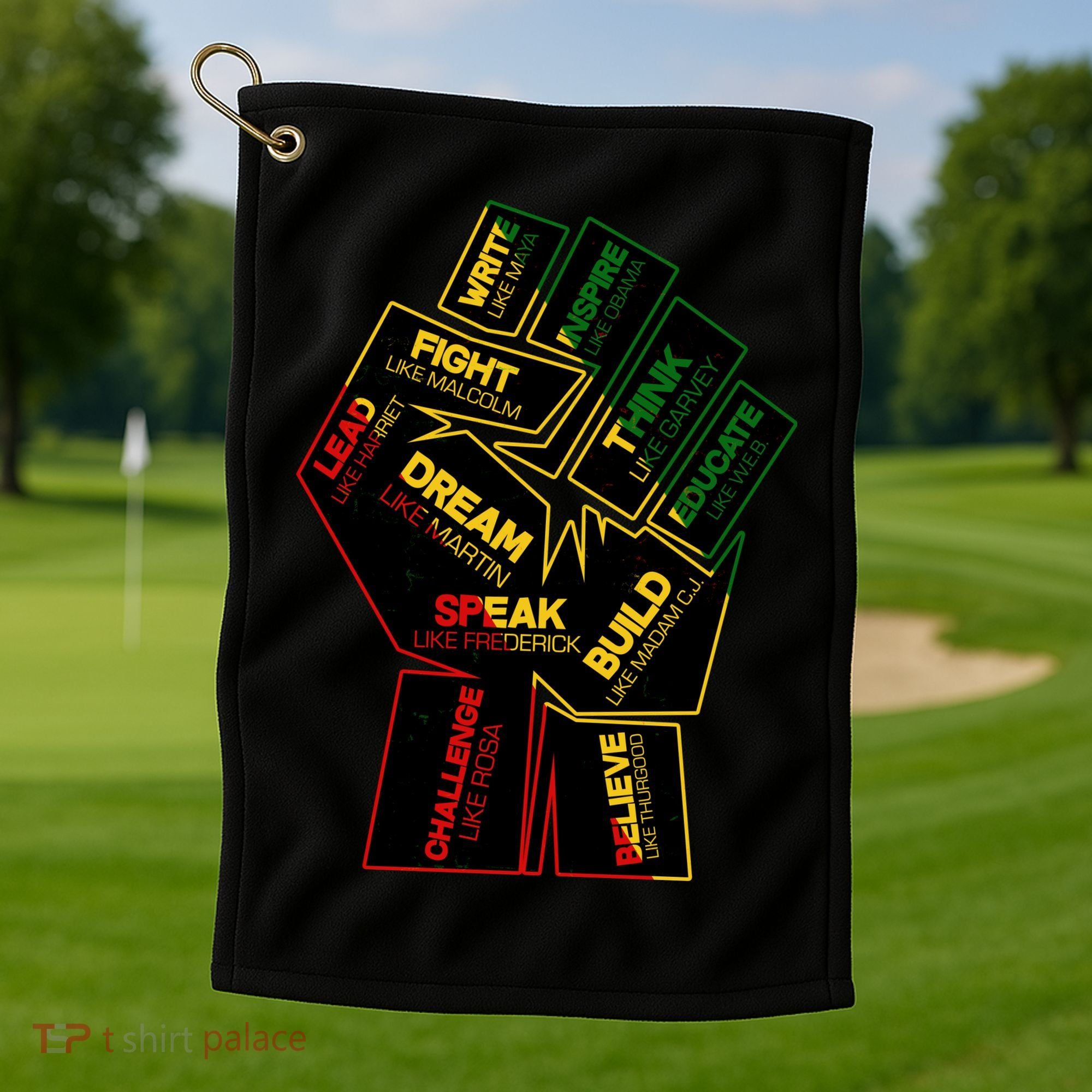 Cool Black History Month Historical Figures Protest Fist Golf Towel