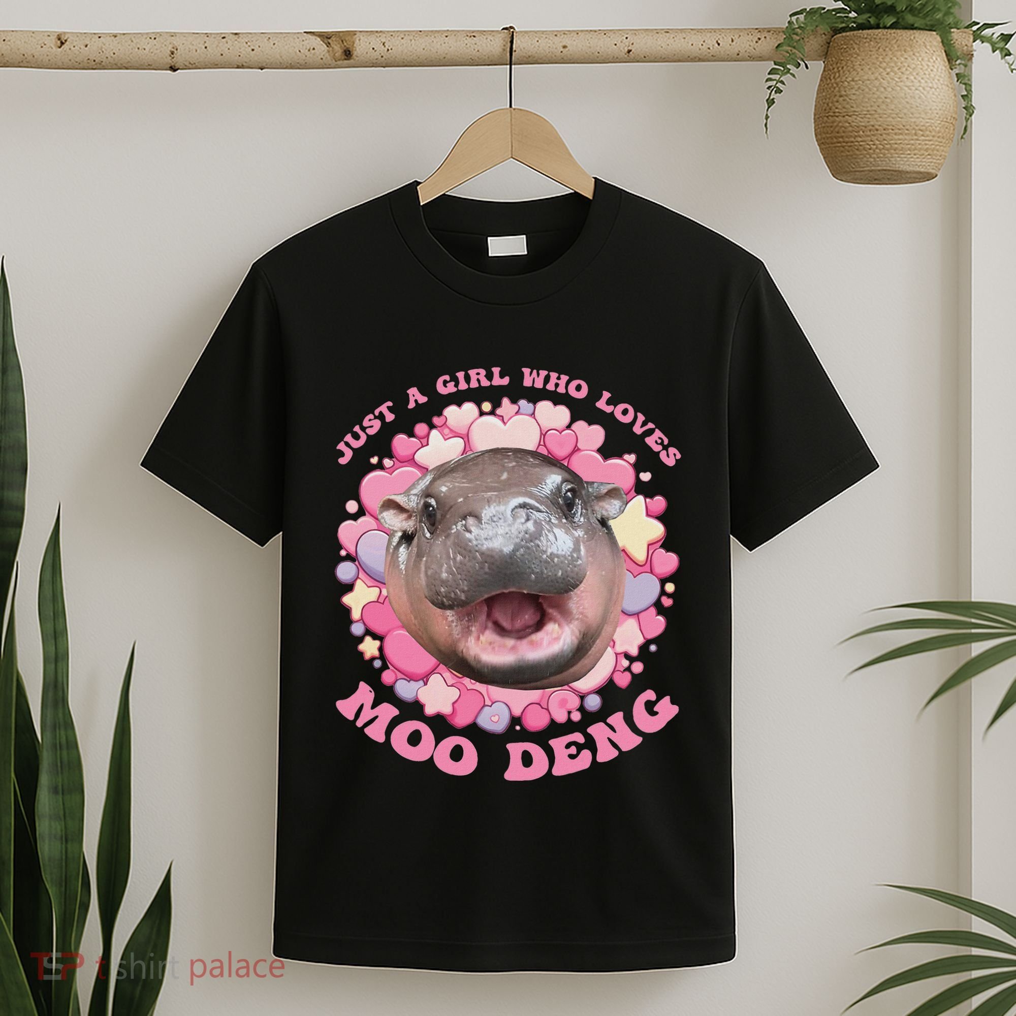 Cute Baby Hippo Moo Deng Cool Just A Girl Who Loves Moo Deng T-Shirt
