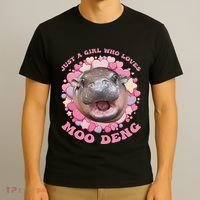 Cute Baby Hippo Moo Deng Cool Just A Girl Who Loves Moo Deng T-Shirt thumb 3