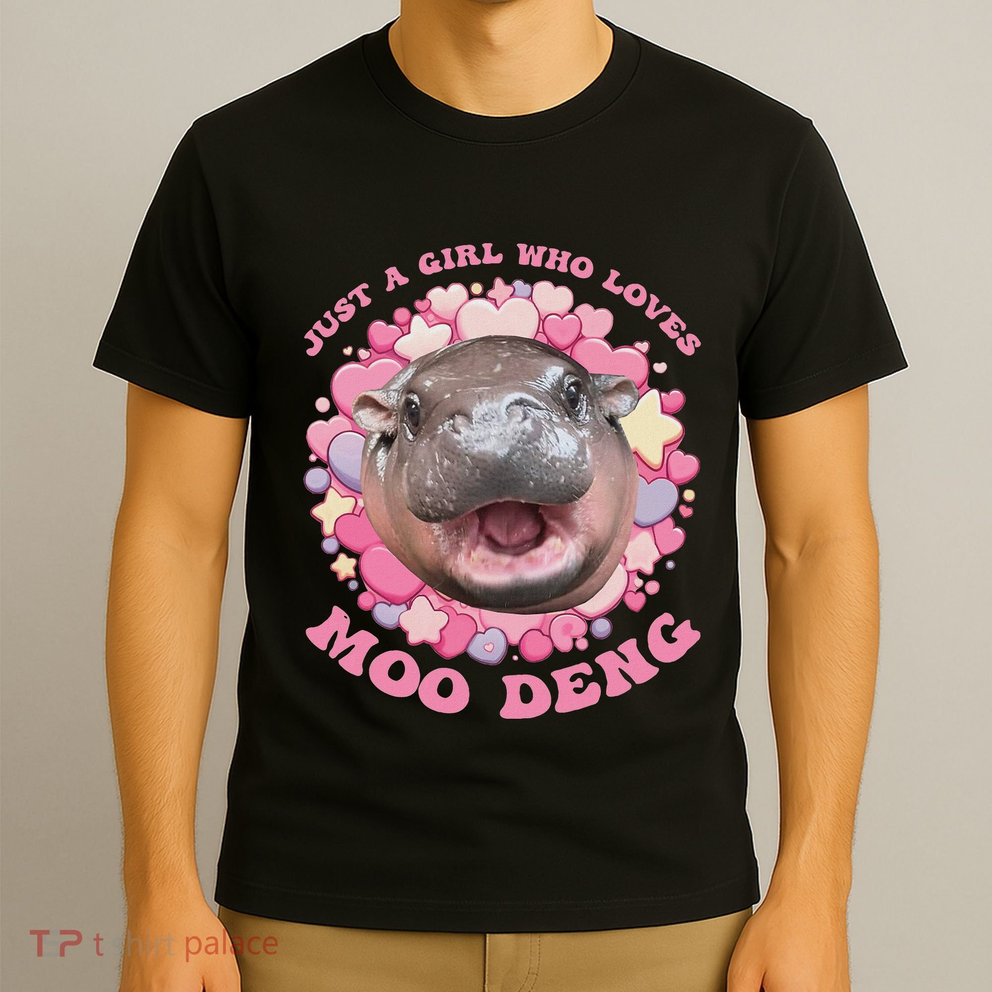 Cute Baby Hippo Moo Deng Cool Just A Girl Who Loves Moo Deng T-Shirt