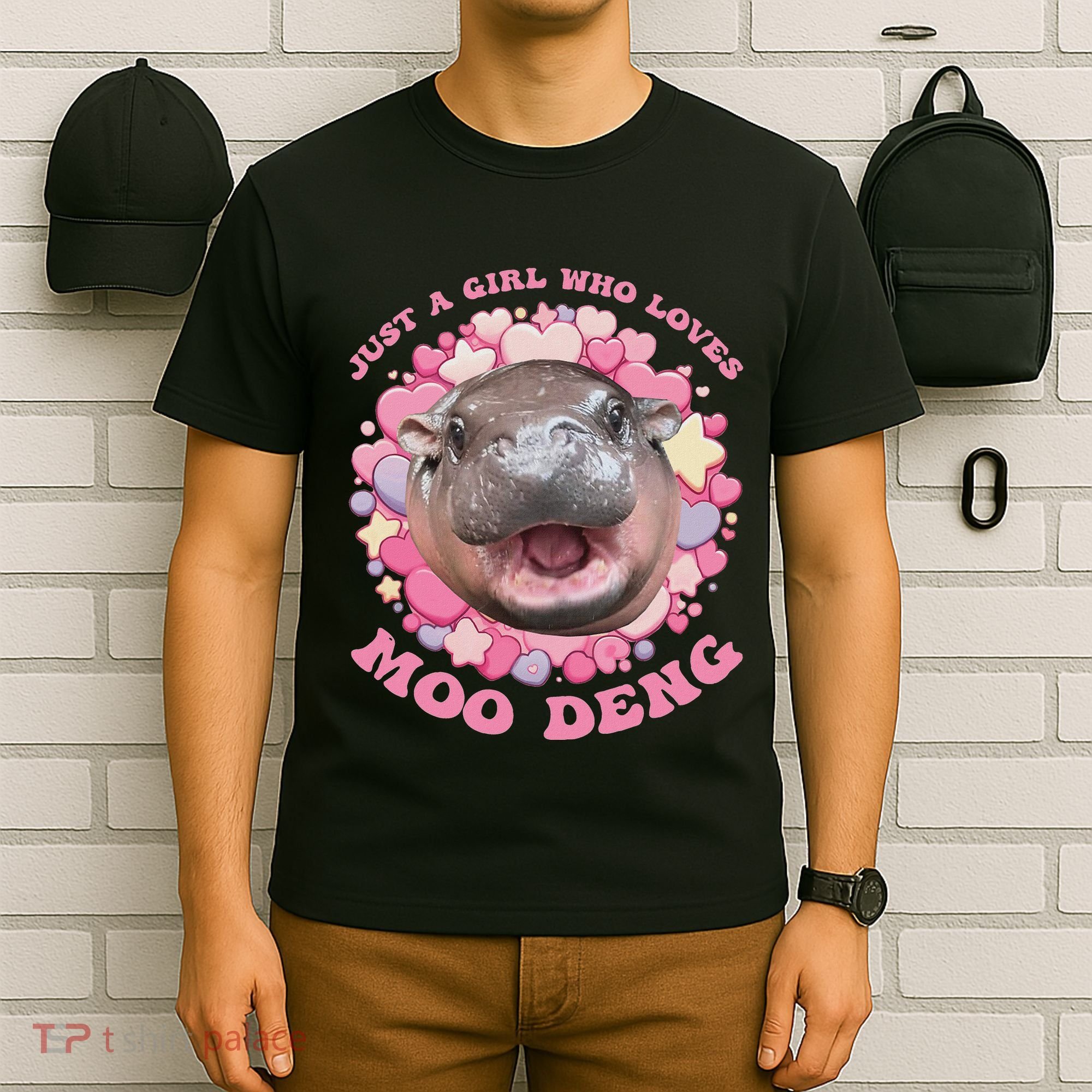 Cute Baby Hippo Moo Deng Cool Just A Girl Who Loves Moo Deng T-Shirt