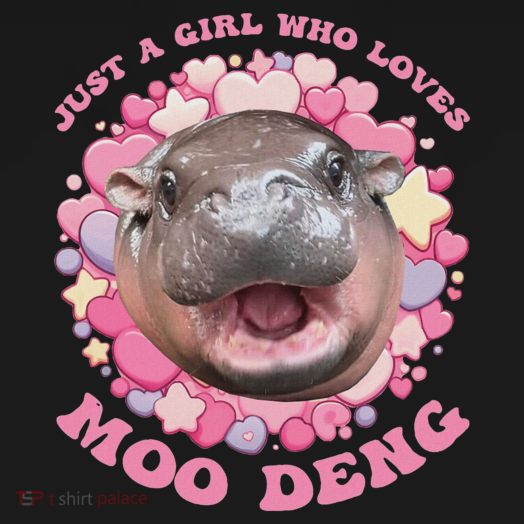 Cute Baby Hippo Moo Deng Cool Just A Girl Who Loves Moo Deng T-Shirt
