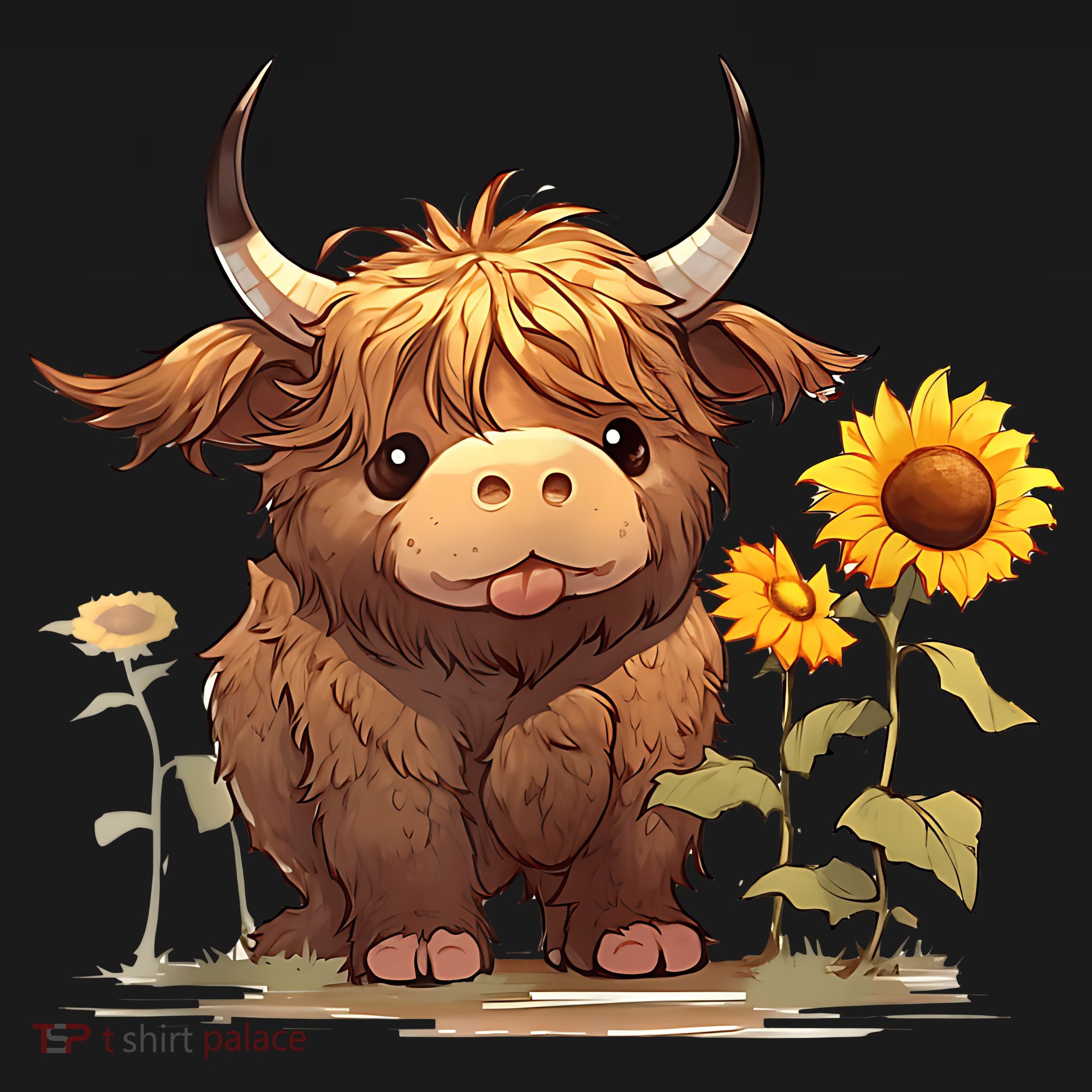 Cute Baby Highland Cow With Sunflowers Calf Animal Farm Women's Hoodie
