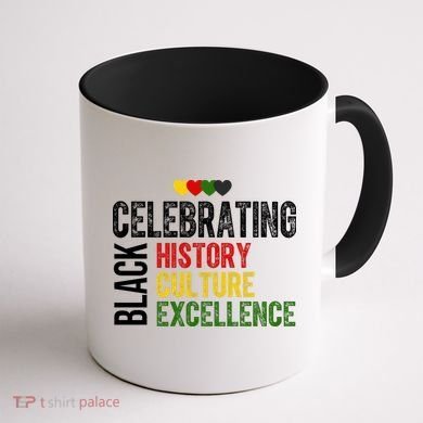 Celebrating Black History Month Afro African Coffee Mug back