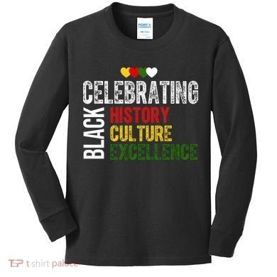 Celebrating Black History Month Afro African Kids Long Sleeve Shirt