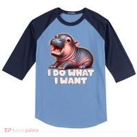 Cute Baby Hippo Moo Deng I Do What I Want Raglan Baseball Sleeve Shirt thumb 0