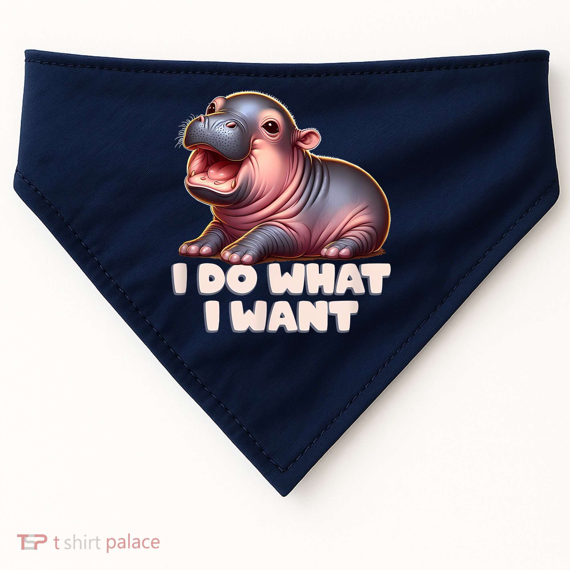 Cute Baby Hippo Moo Deng I Do What I Want USA-Made Doggie Bandana