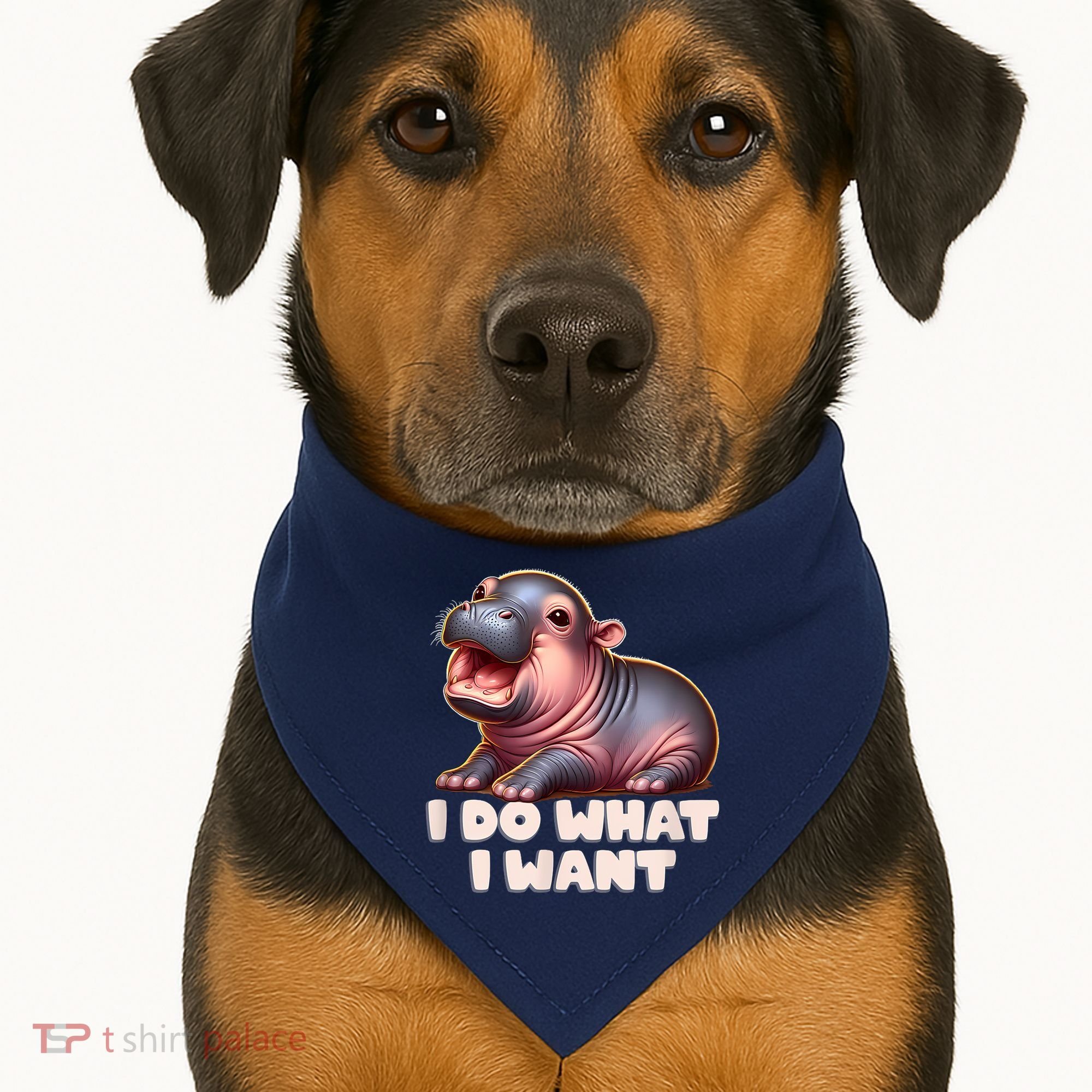 Cute Baby Hippo Moo Deng I Do What I Want USA-Made Doggie Bandana