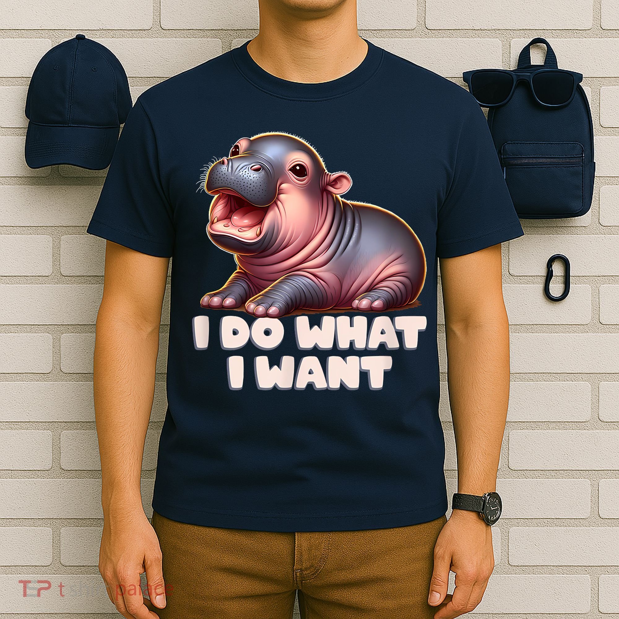 Cute Baby Hippo Moo Deng I Do What I Want T-Shirt
