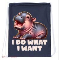 Cute Baby Hippo Moo Deng I Do What I Want Drawstring Bag thumb 0