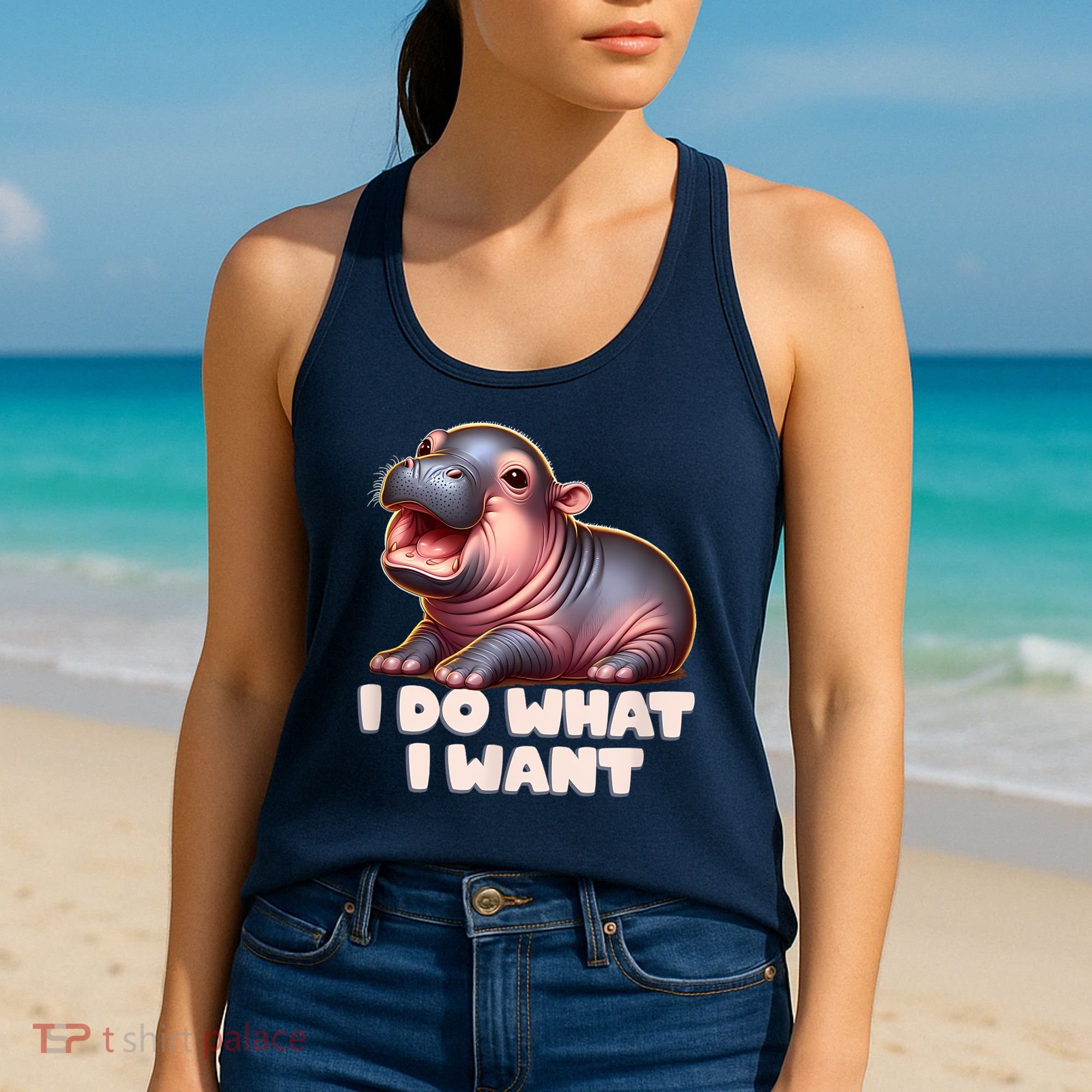 Cute Baby Hippo Moo Deng I Do What I Want Women's Tank Top