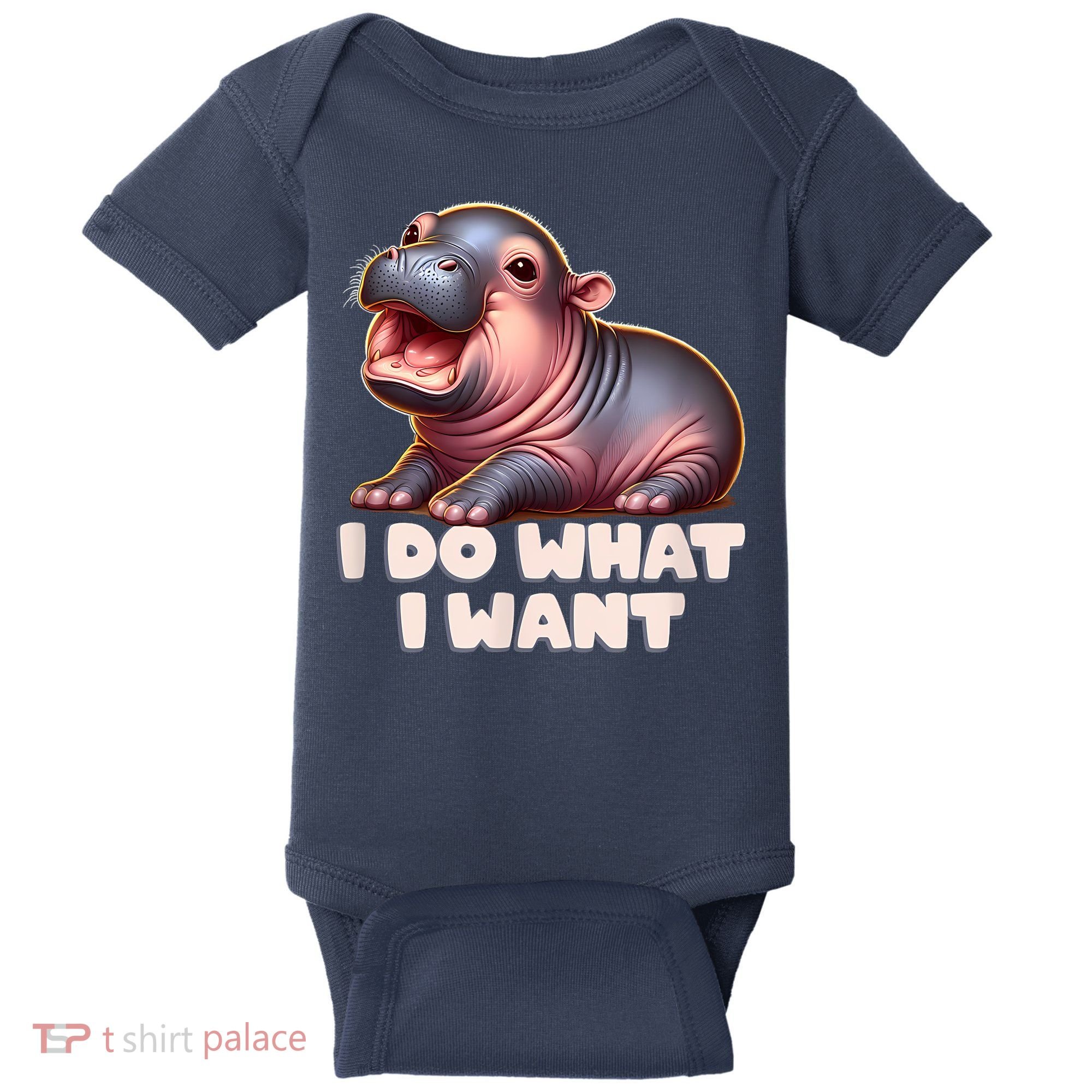 Cute Baby Hippo Moo Deng I Do What I Want Baby Bodysuit