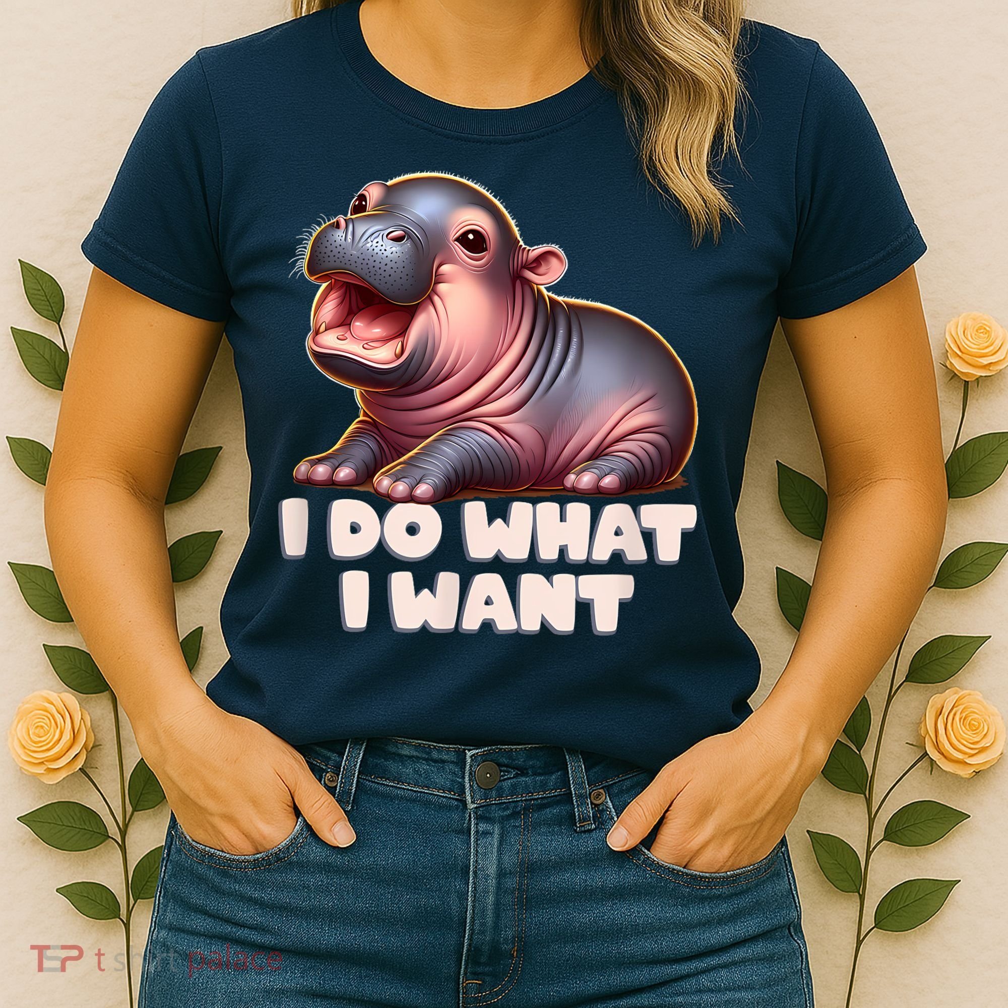 Cute Baby Hippo Moo Deng I Do What I Want Women's T-Shirt