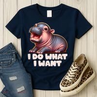 Cute Baby Hippo Moo Deng I Do What I Want Women's T-Shirt thumb 3