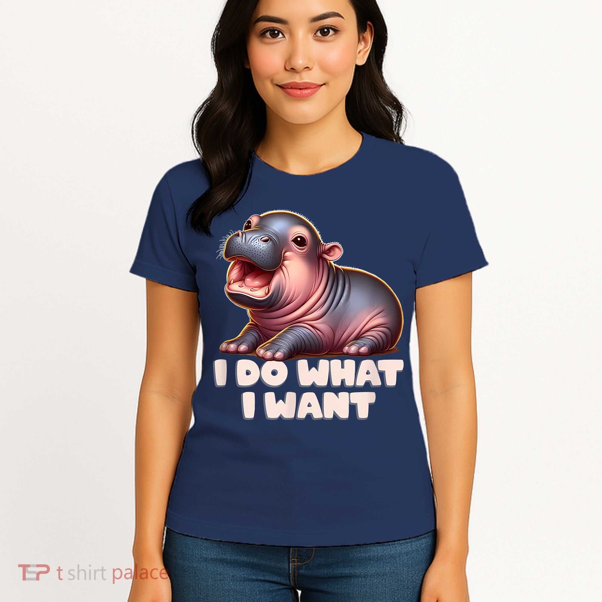 Cute Baby Hippo Moo Deng I Do What I Want Women's T-Shirt