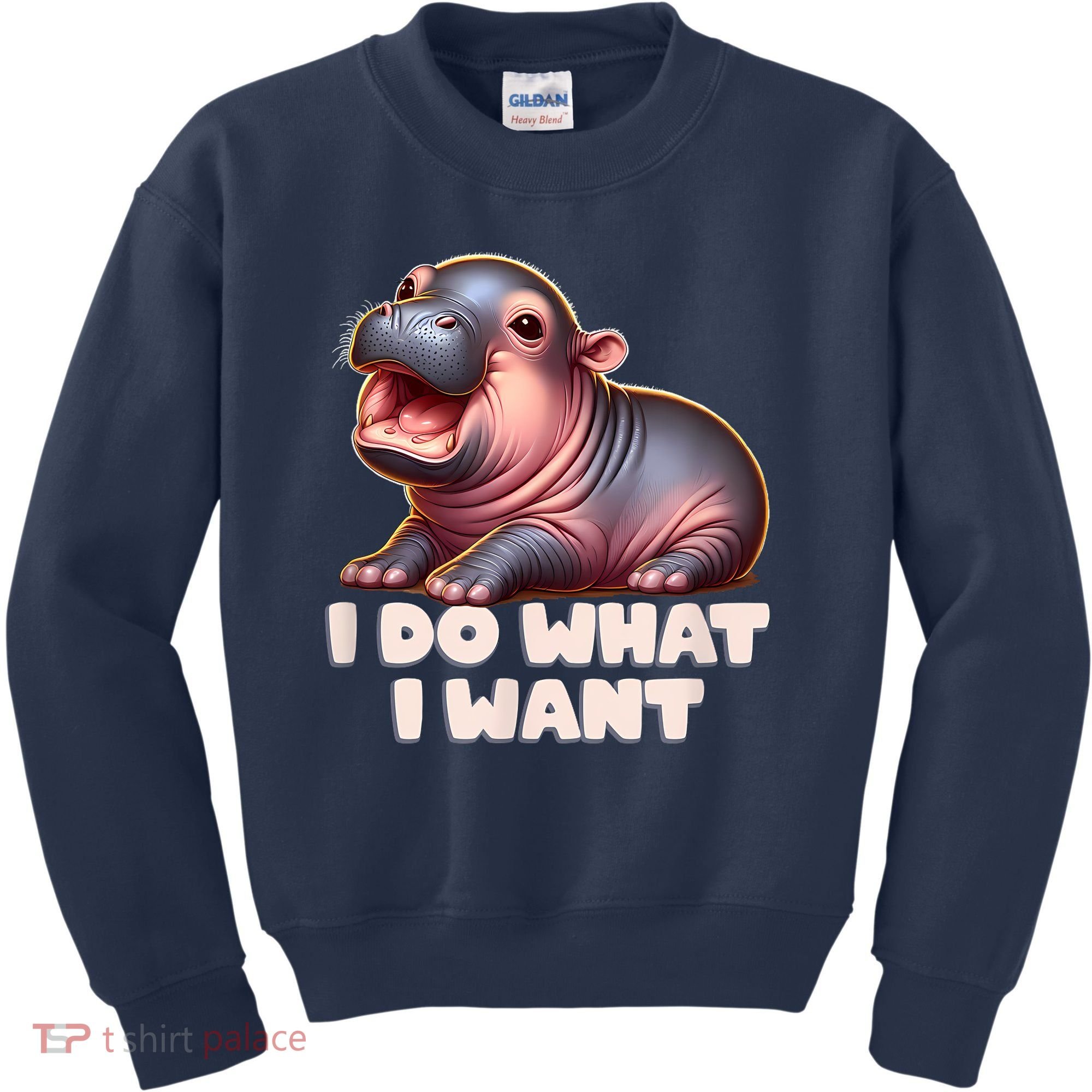 Cute Baby Hippo Moo Deng I Do What I Want Kids Sweatshirt