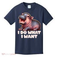 Cute Baby Hippo Moo Deng I Do What I Want Kids T-Shirt thumb 0