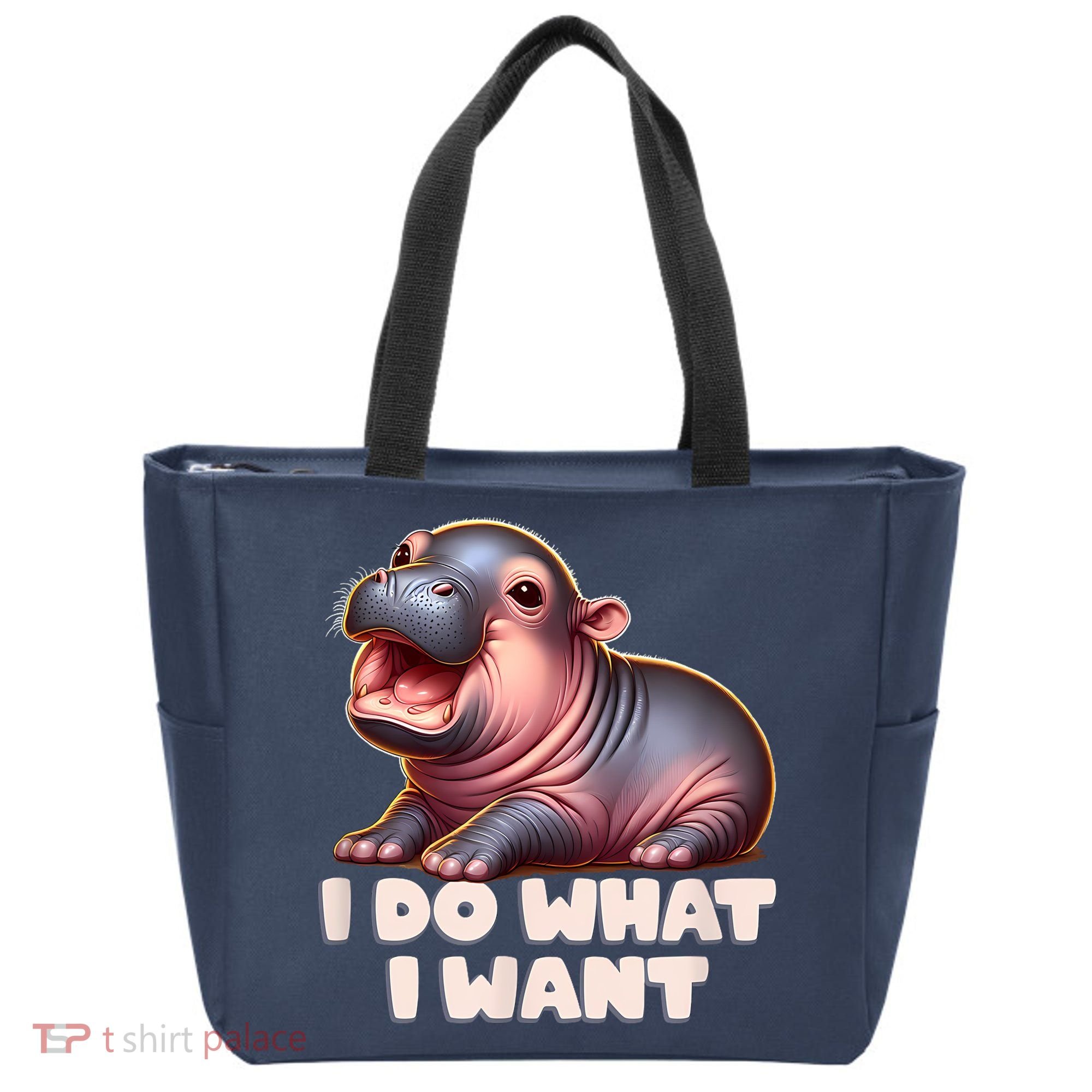 Cute Baby Hippo Moo Deng I Do What I Want Tote Bag