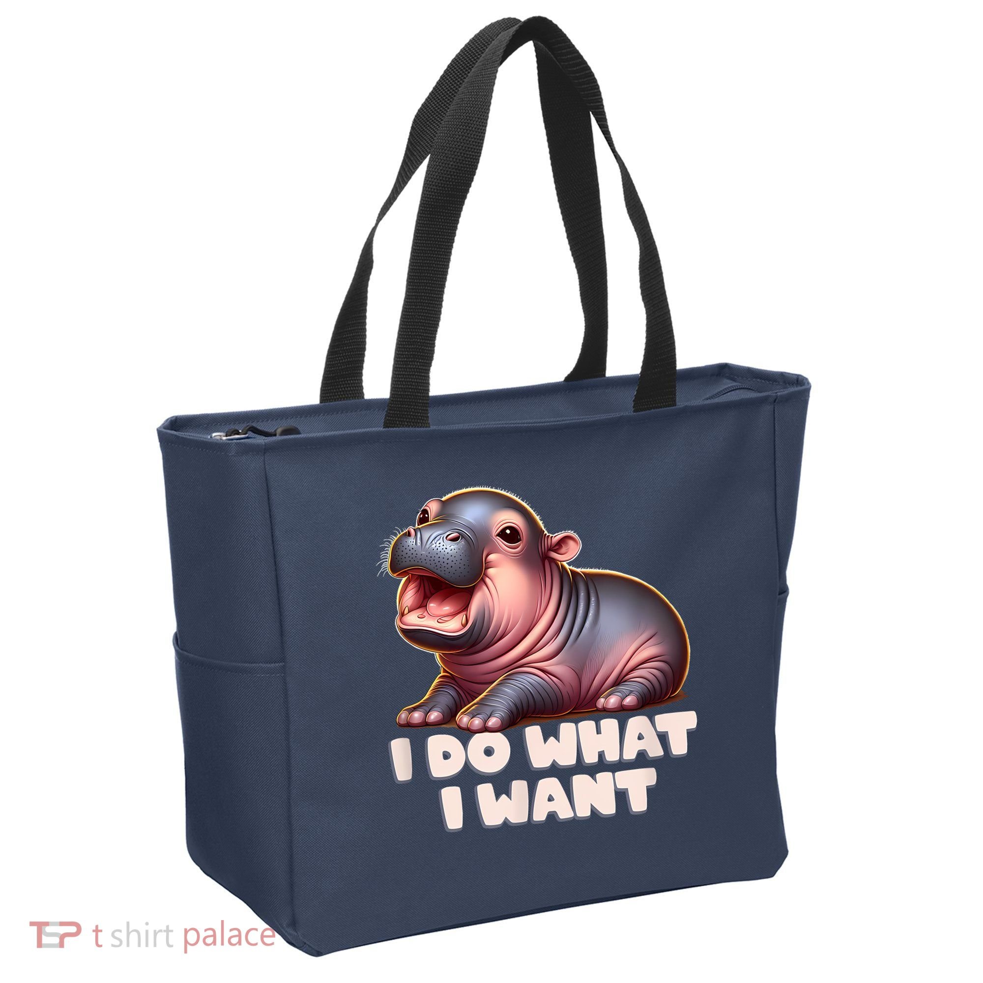 Cute Baby Hippo Moo Deng I Do What I Want Tote Bag