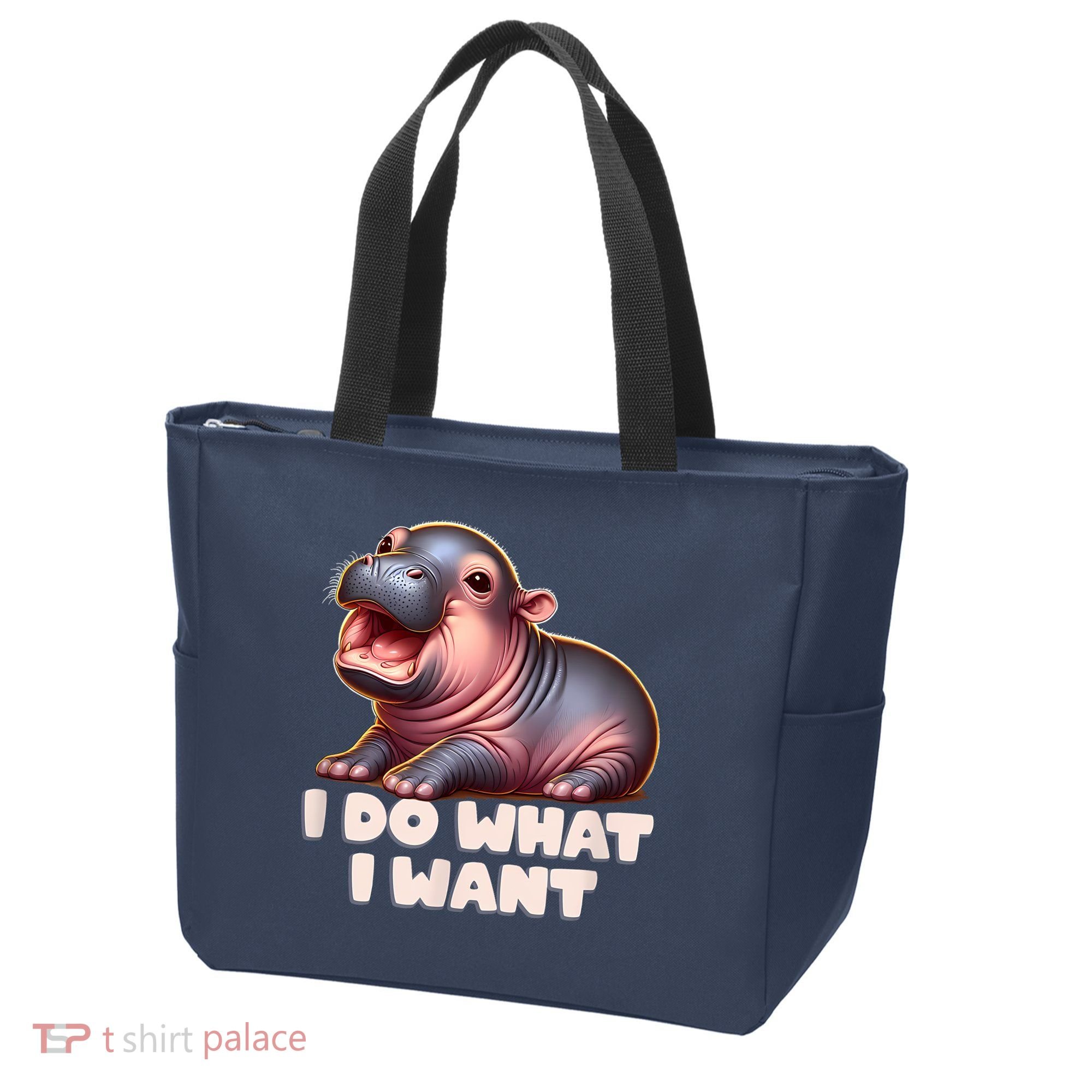 Cute Baby Hippo Moo Deng I Do What I Want Tote Bag
