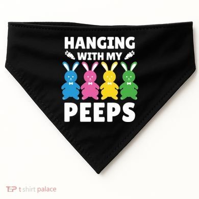 Cute Bunnies Hanging With My Peeps Cool Gift USA-Made Doggie Bandana