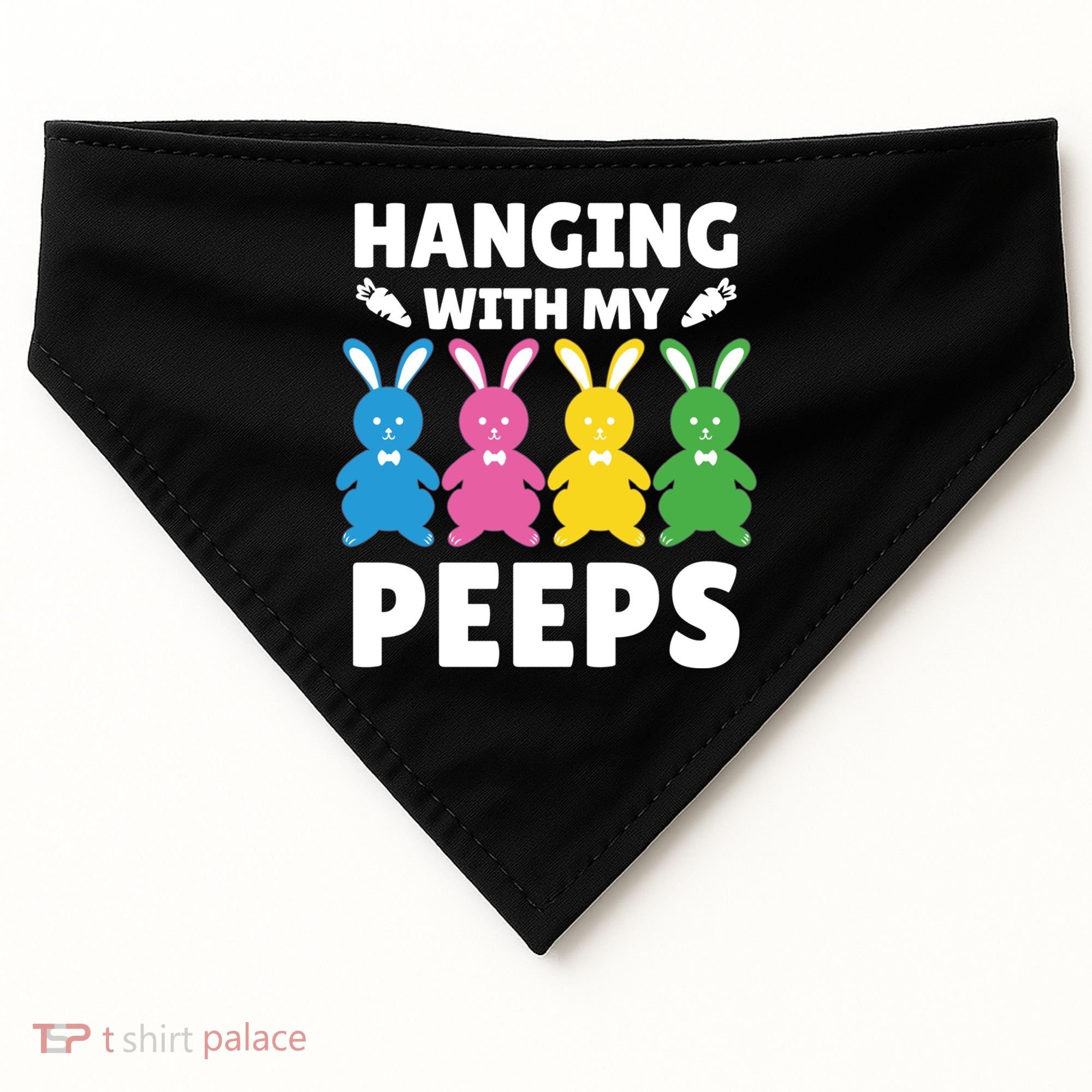 Cute Bunnies Hanging With My Peeps Cool Gift USA-Made Doggie Bandana