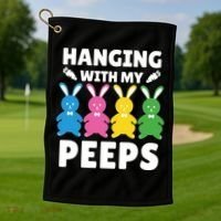 Cute Bunnies Hanging With My Peeps Cool Gift Golf Towel thumb 1