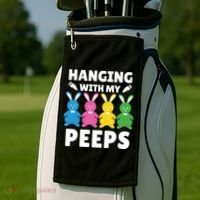 Cute Bunnies Hanging With My Peeps Cool Gift Golf Towel thumb 2