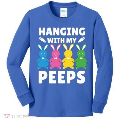 Cute Bunnies Hanging With My Peeps Cool Gift Kids Long Sleeve Shirt