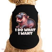 Cute Baby Hippo Moo Deng I Do What I Want Doggie Tank thumb 0