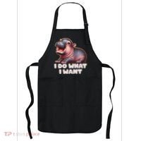 Cute Baby Hippo Moo Deng I Do What I Want Apron thumb 0