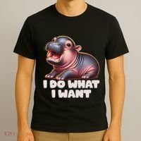 Cute Baby Hippo Moo Deng I Do What I Want T-Shirt thumb 3