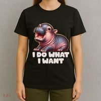 Cute Baby Hippo Moo Deng I Do What I Want T-Shirt thumb 4