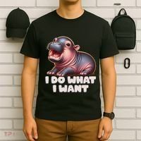 Cute Baby Hippo Moo Deng I Do What I Want T-Shirt thumb 6