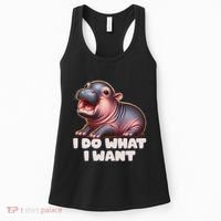 Cute Baby Hippo Moo Deng I Do What I Want Women's Tank Top thumb 0