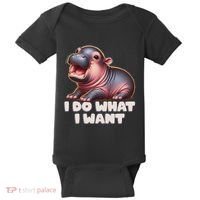 Cute Baby Hippo Moo Deng I Do What I Want Baby Bodysuit thumb 0