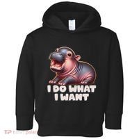 Cute Baby Hippo Moo Deng I Do What I Want Toddler Hoodie thumb 0