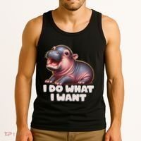 Cute Baby Hippo Moo Deng I Do What I Want Tank Top thumb 3